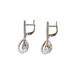 Boucles d'oreilles Dormeuses en or jaune, or blanc et diamants - Castafiore