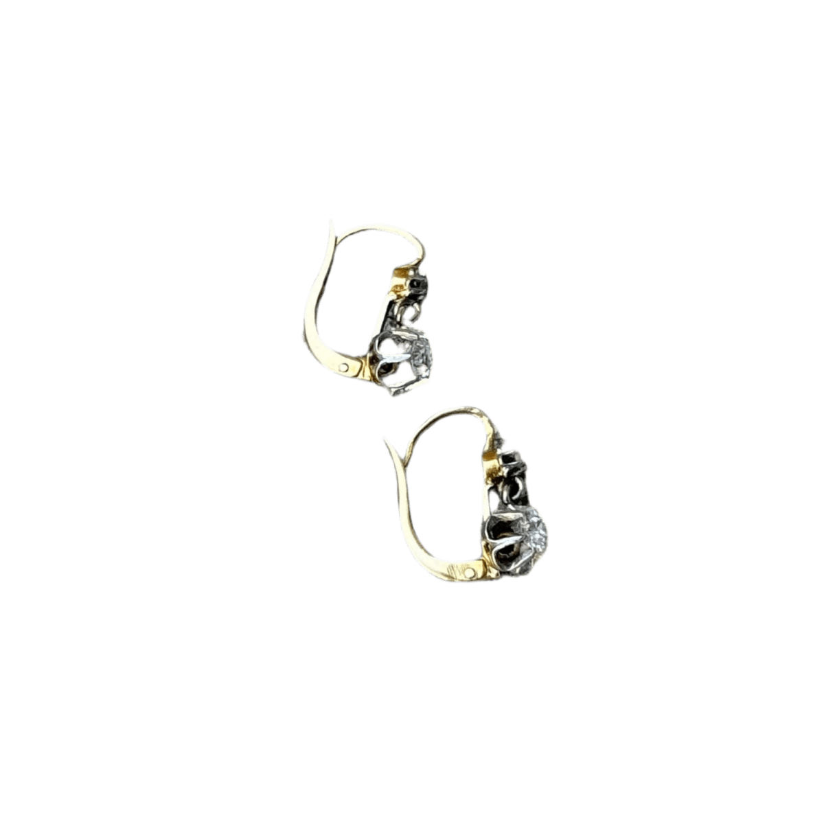 Boucles d'oreilles Dormeuses en or jaune, or blanc et diamants - Castafiore