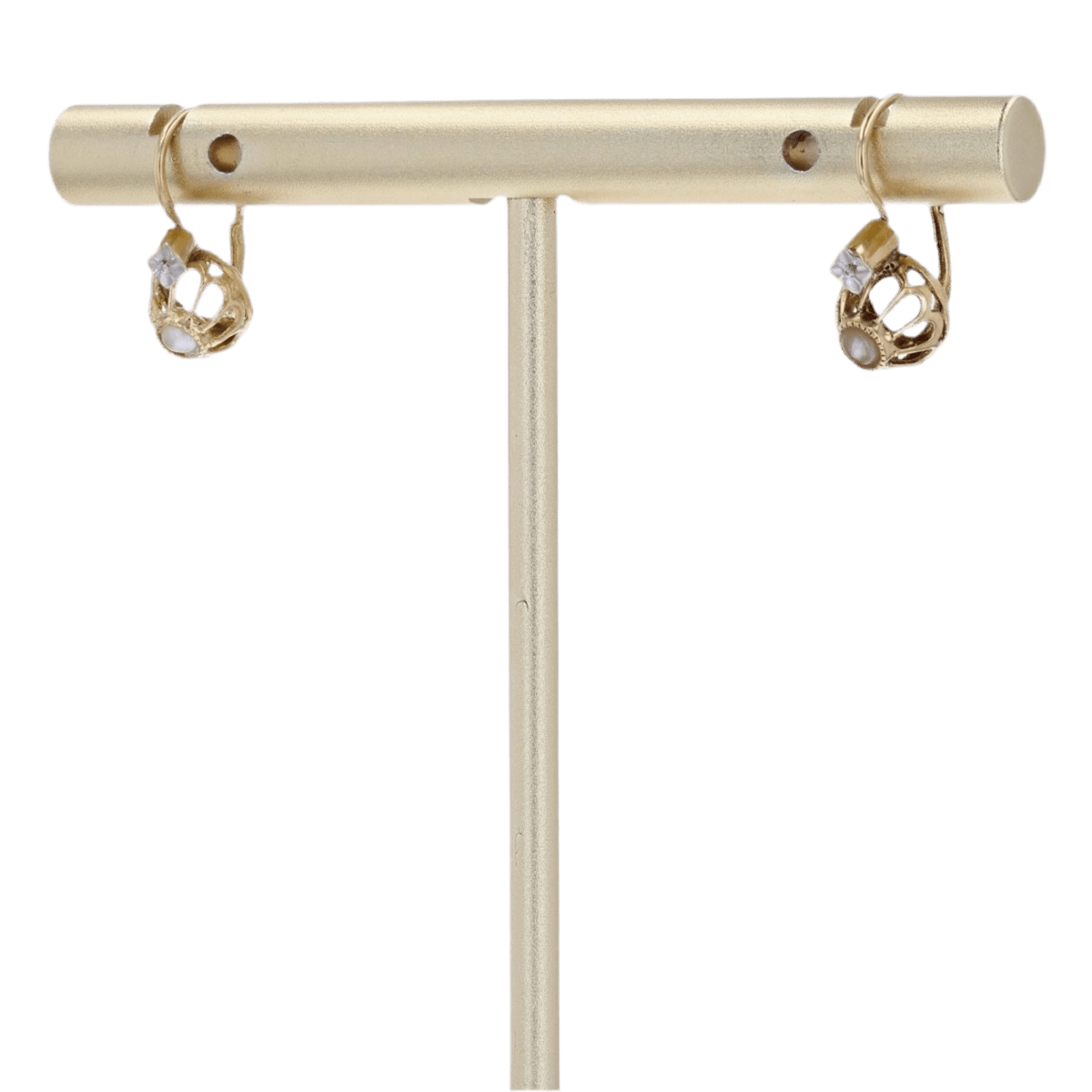 Boucles d'oreilles Dormeuses en or jaune, or blanc et perles - Castafiore