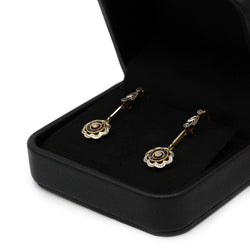 Boucles d'oreilles Dormeuses en or jaune, or blanc, saphirs et diamants - Castafiore