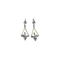 Boucles d'oreilles Dormeuses en or jaune, or rose, argent, et diamants - Castafiore