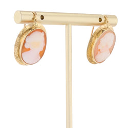 Boucles d'oreilles Dormeuses en or jaune, or rose et camée - Castafiore