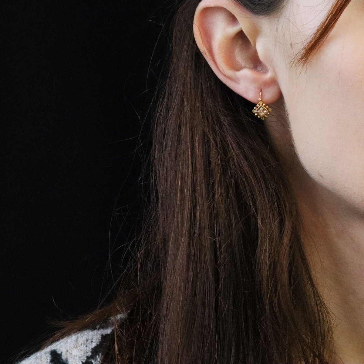 Boucles d'oreilles Dormeuses en or jaune, or rose et perles - Castafiore