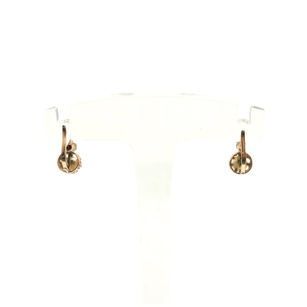 Boucles d'oreilles Dormeuses en or jaune, or rose, perles et diamants - Castafiore