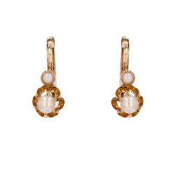 Boucles d'oreilles DORMEUSES en or jaune perles - Castafiore