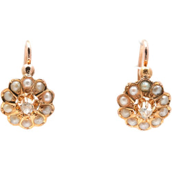 Boucles d'oreilles Dormeuses en or jaune, perles et diamants - Castafiore