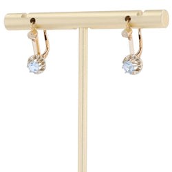 Boucles d'oreilles Dormeuses en or jaune, platine et aigues-marines - Castafiore