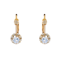 Boucles d'oreilles Dormeuses en or jaune, platine et aigues-marines - Castafiore