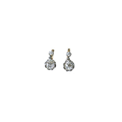 Boucles d'oreilles Dormeuses en or jaune, platine, et diamants - Castafiore