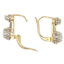 Boucles d'oreilles Dormeuses en or jaune, platine et diamants - Castafiore