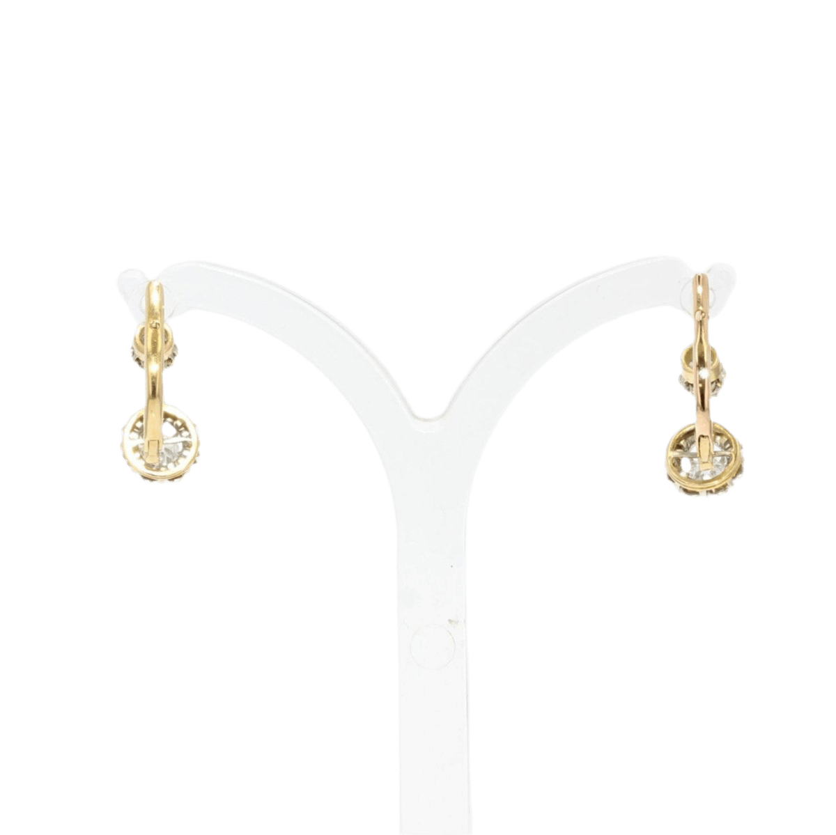 Boucles d'oreilles Dormeuses en or jaune, platine et diamants - Castafiore