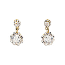 Boucles d'oreilles Dormeuses en or jaune, platine et diamants - Castafiore
