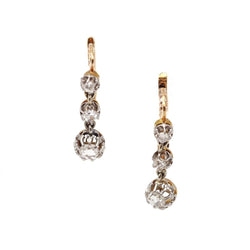 Boucles d'oreilles Dormeuses en or jaune, platine et diamants - Castafiore