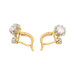 Boucles d'oreilles Dormeuses en or jaune, platine et diamants - Castafiore