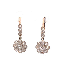 Boucles d'oreilles Dormeuses en or jaune, platine et diamants - Castafiore