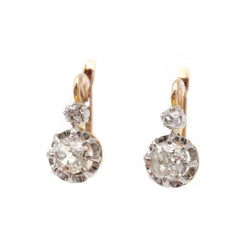 Boucles d'oreilles Dormeuses en or jaune, platine et diamants - Castafiore