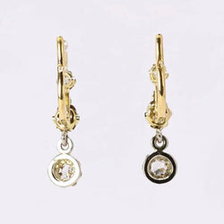 Boucles d'oreilles Dormeuses en or jaune, platine et diamants - Castafiore