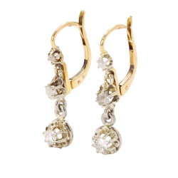 Boucles d'oreilles Dormeuses en or jaune, platine et diamants - Castafiore
