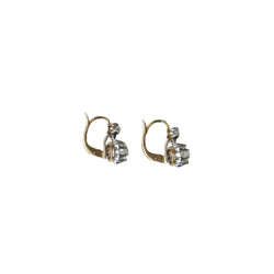 Boucles d'oreilles Dormeuses en or jaune, platine, et diamants - Castafiore
