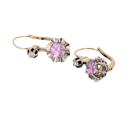 Boucles d'oreilles Dormeuses en or jaune, platine, saphirs et diamants - Castafiore