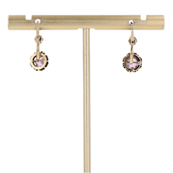 Boucles d'oreilles Dormeuses en or jaune, platine, saphirs et diamants - Castafiore
