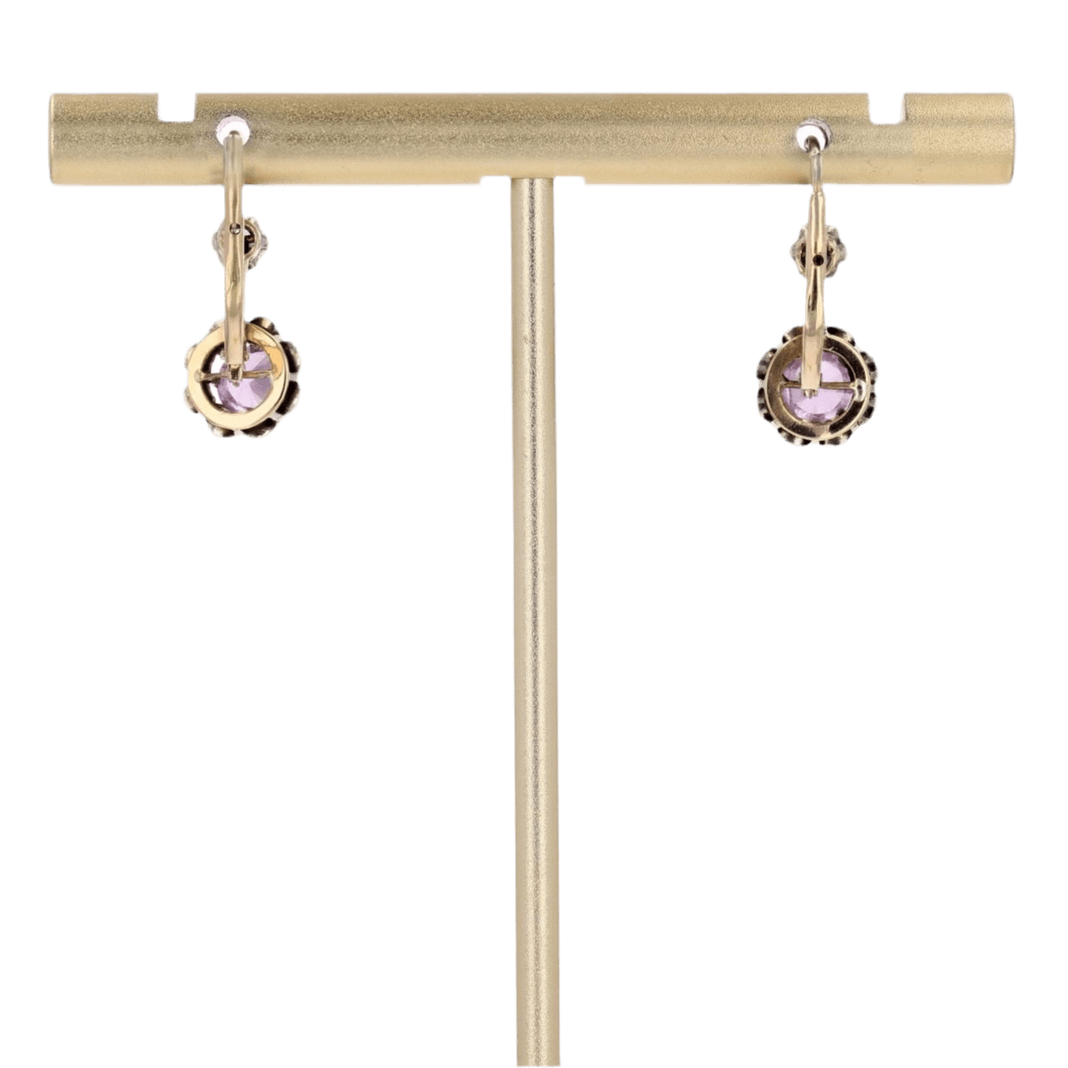 Boucles d'oreilles Dormeuses en or jaune, platine, saphirs et diamants - Castafiore