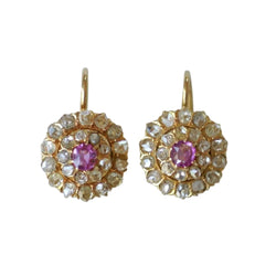 Boucles d'oreilles Dormeuses en or jaune, saphirs et diamants - Castafiore