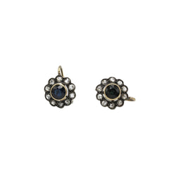 Boucles d'oreilles Dormeuses en or jaune, saphirs et diamants - Castafiore