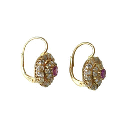 Boucles d'oreilles Dormeuses en or jaune, saphirs et diamants - Castafiore