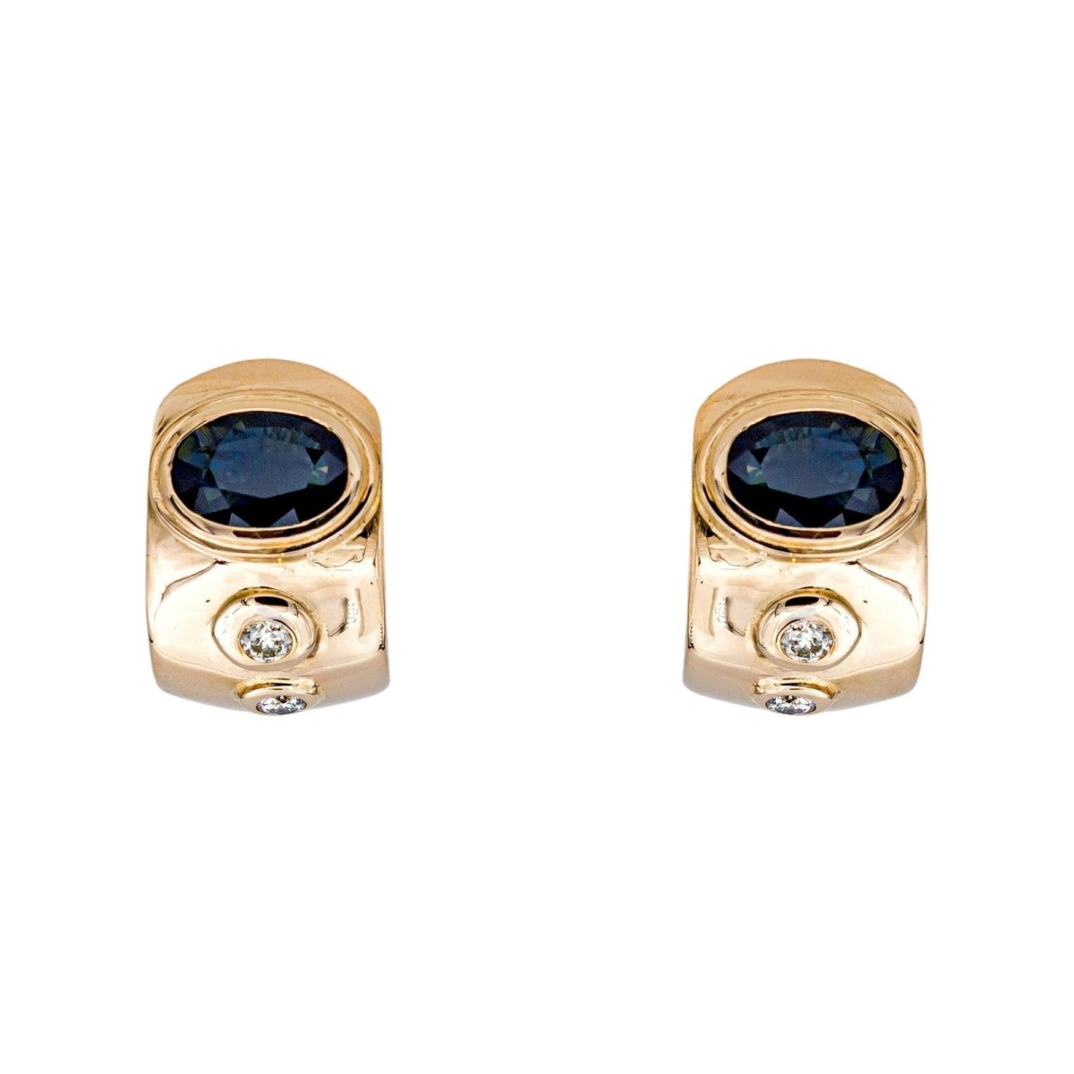 Boucles d'oreilles Dormeuses en or jaune, saphirs et diamants - Castafiore