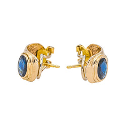 Boucles d'oreilles Dormeuses en or jaune, saphirs et diamants - Castafiore