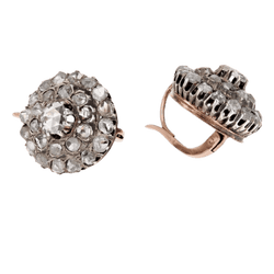 Boucles d'oreilles Dormeuses en or rose, argent et diamants - Castafiore