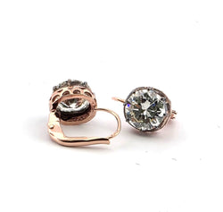 Boucles d'oreilles Dormeuses en or rose, argent et diamants - Castafiore