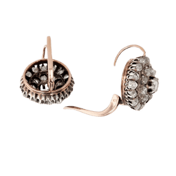 Boucles d'oreilles Dormeuses en or rose, argent et diamants - Castafiore