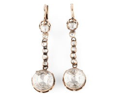 Boucles d'oreilles Dormeuses en or rose, argent, et diamants. Circa 1860 - Castafiore