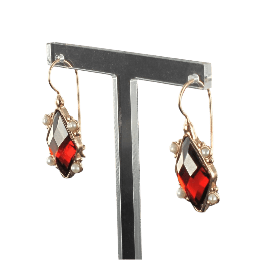 Boucles d'oreilles Dormeuses en or rose, argent et perles - Castafiore