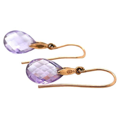 Boucles d'oreilles Dormeuses en or rose et améthystes - Castafiore