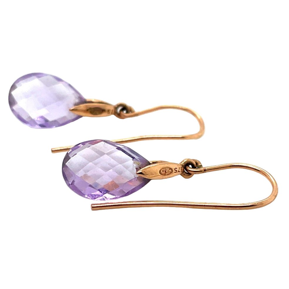 Boucles d'oreilles Dormeuses en or rose et améthystes - Castafiore