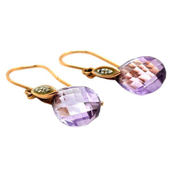 Boucles d'oreilles Dormeuses en or rose et améthystes - Castafiore