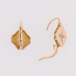 Boucles d'oreilles dormeuses en or rose et diamant - Castafiore