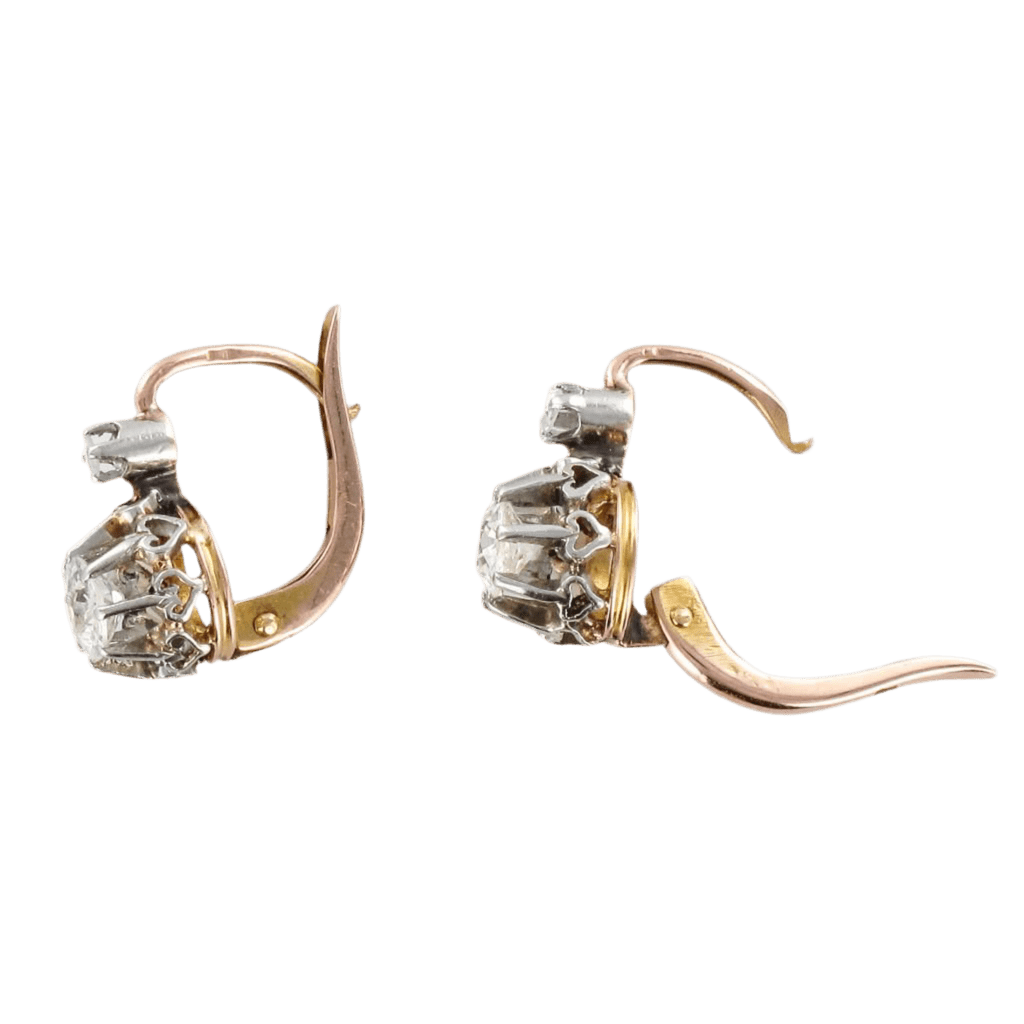 Boucles d'oreilles Dormeuses en or rose et diamants - Castafiore