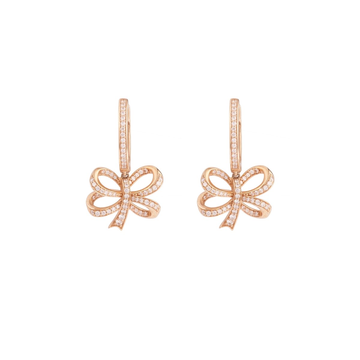 Boucles d'oreilles Dormeuses en or rose et diamants - Castafiore