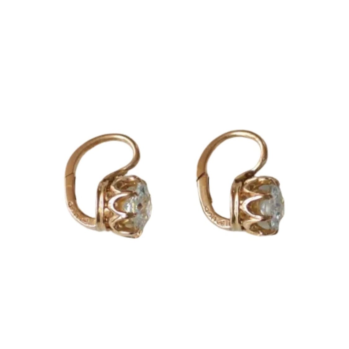 Boucles d'oreilles Dormeuses en or rose et diamants - Castafiore