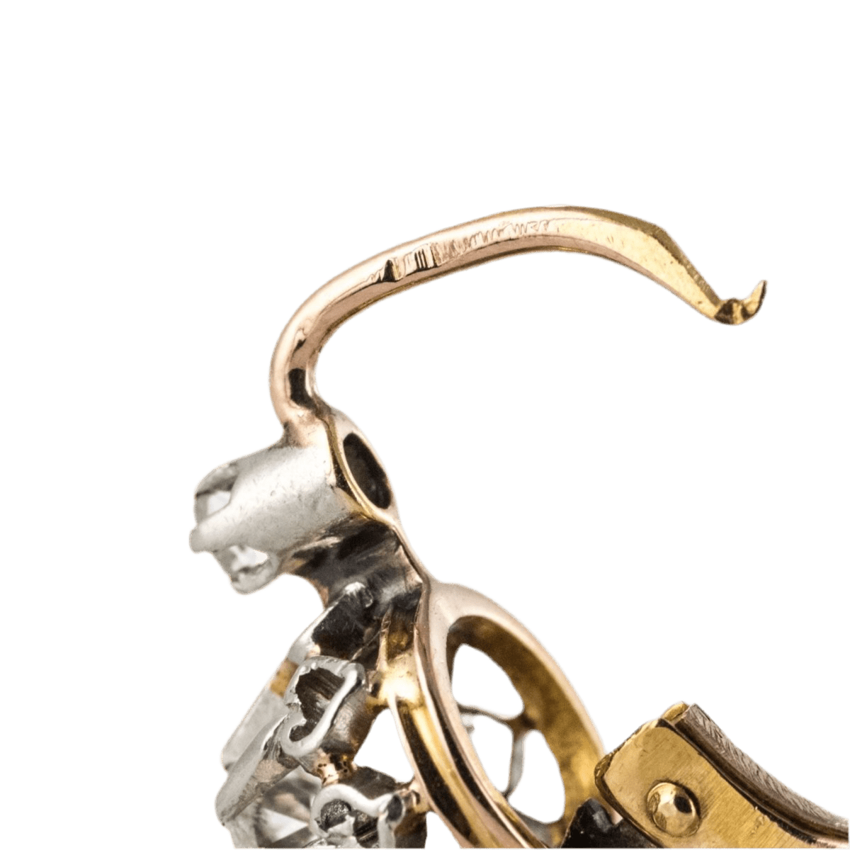 Boucles d'oreilles Dormeuses en or rose et diamants - Castafiore