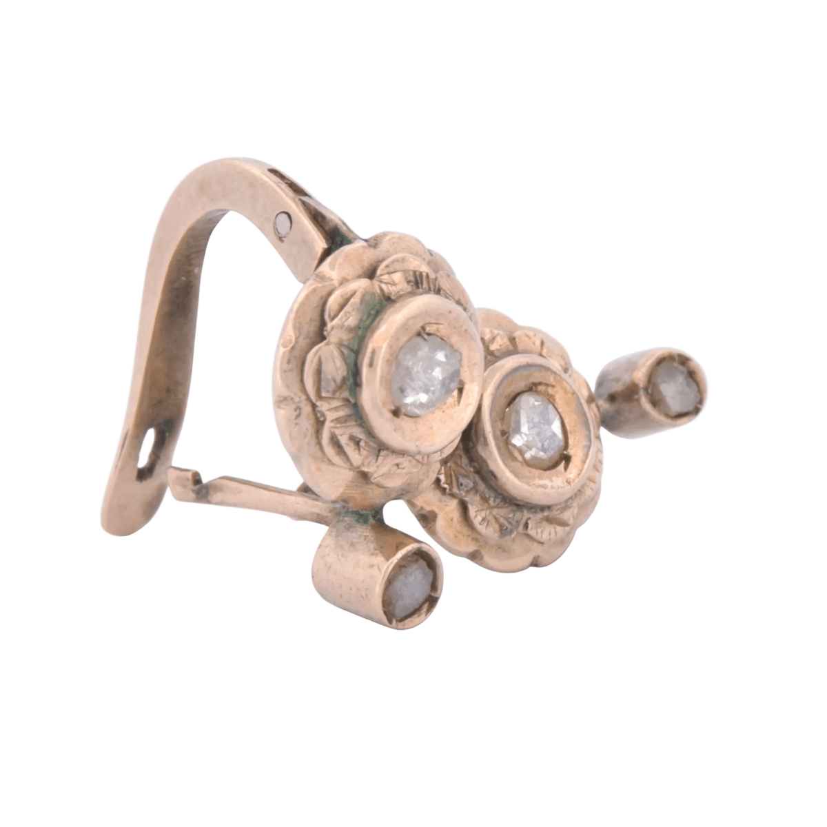 Boucles d'oreilles Dormeuses en or rose et diamants - Castafiore