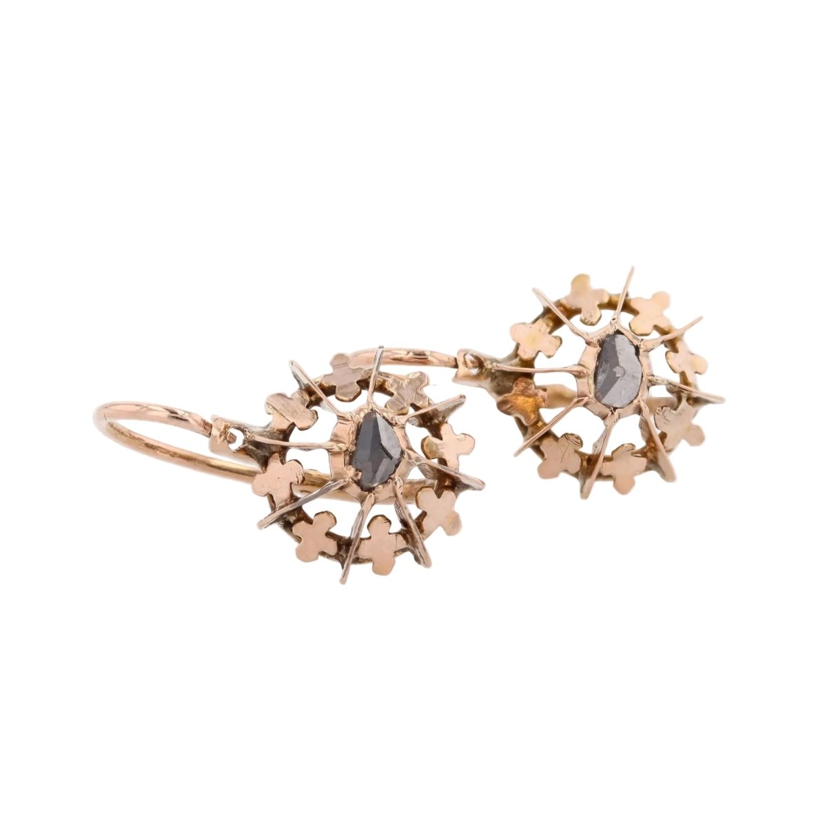 Boucles d'oreilles Dormeuses en or rose et diamants - Castafiore