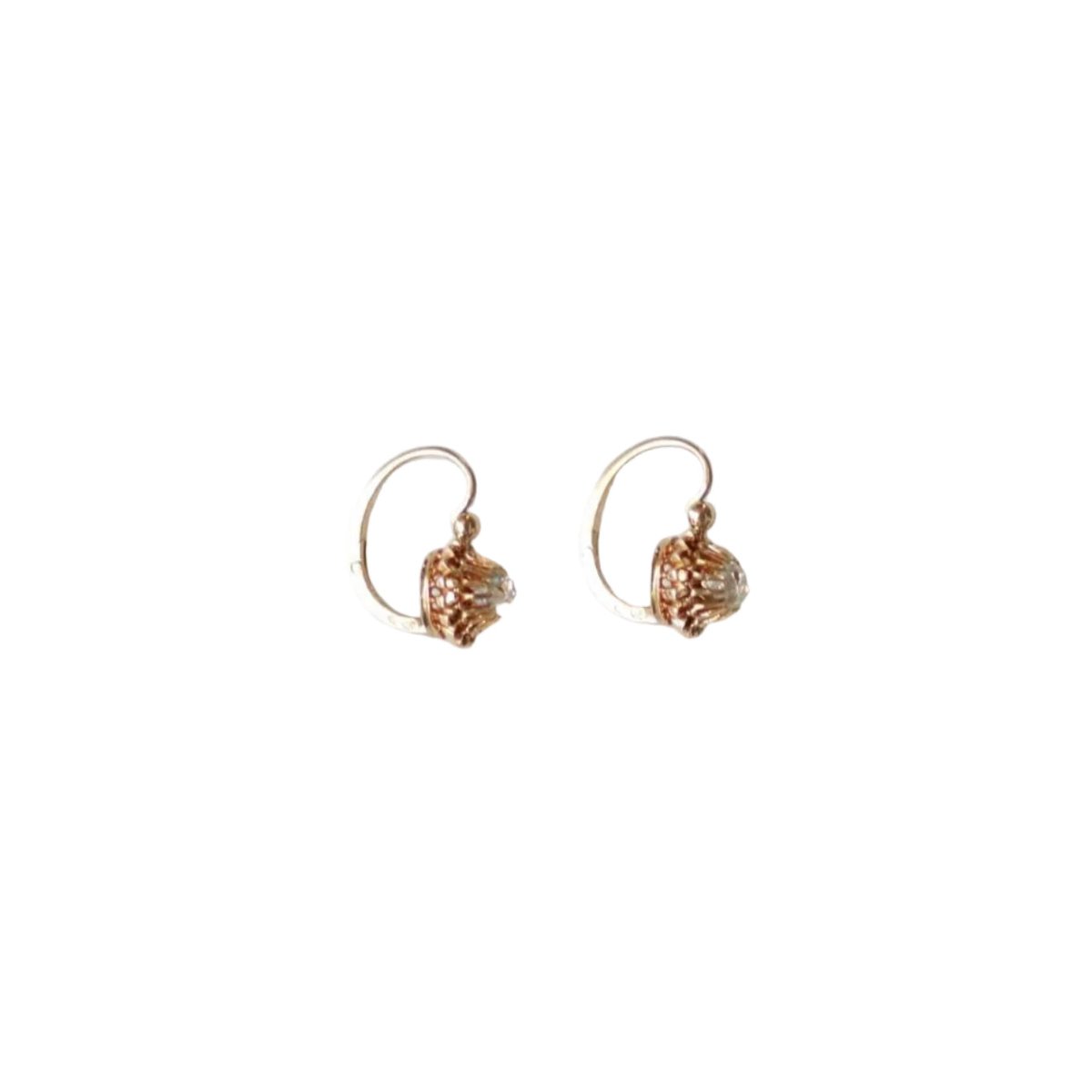 Boucles d'oreilles Dormeuses en or rose et diamants - Castafiore