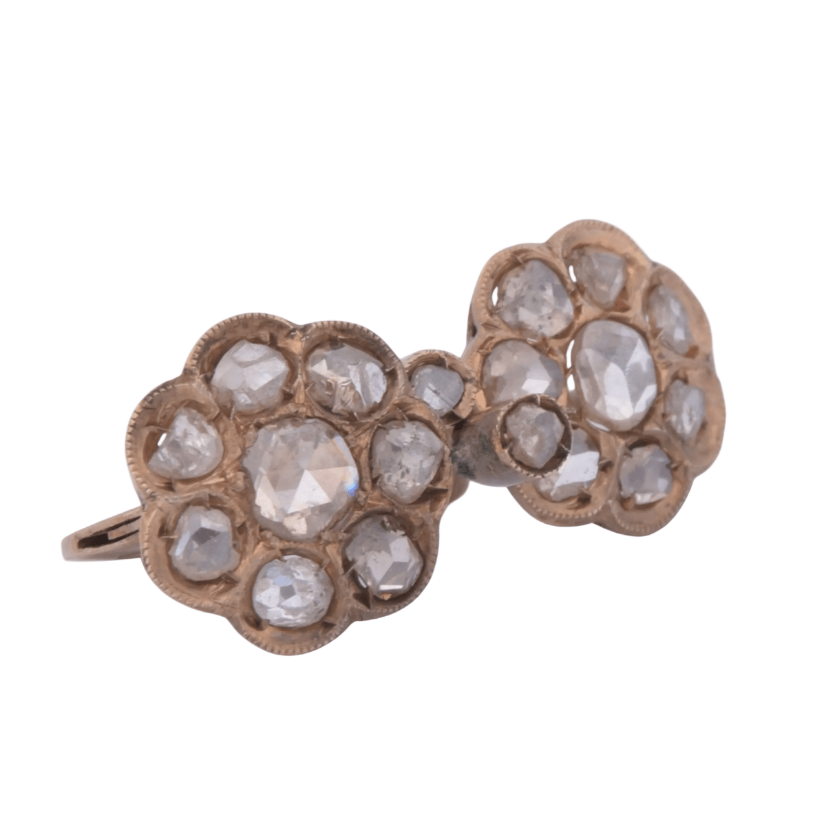 Boucles d'oreilles Dormeuses en or rose et diamants - Castafiore