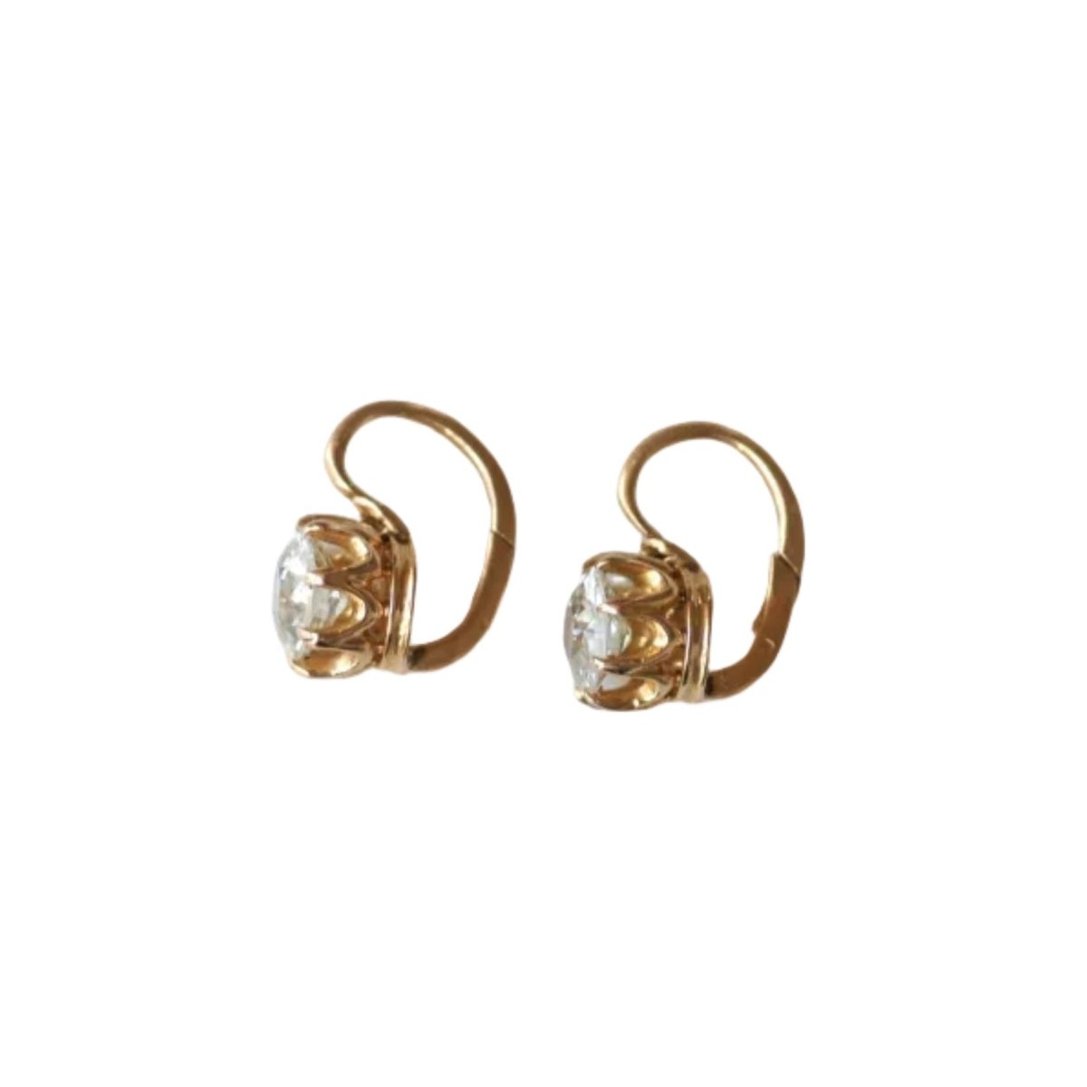 Boucles d'oreilles Dormeuses en or rose et diamants - Castafiore