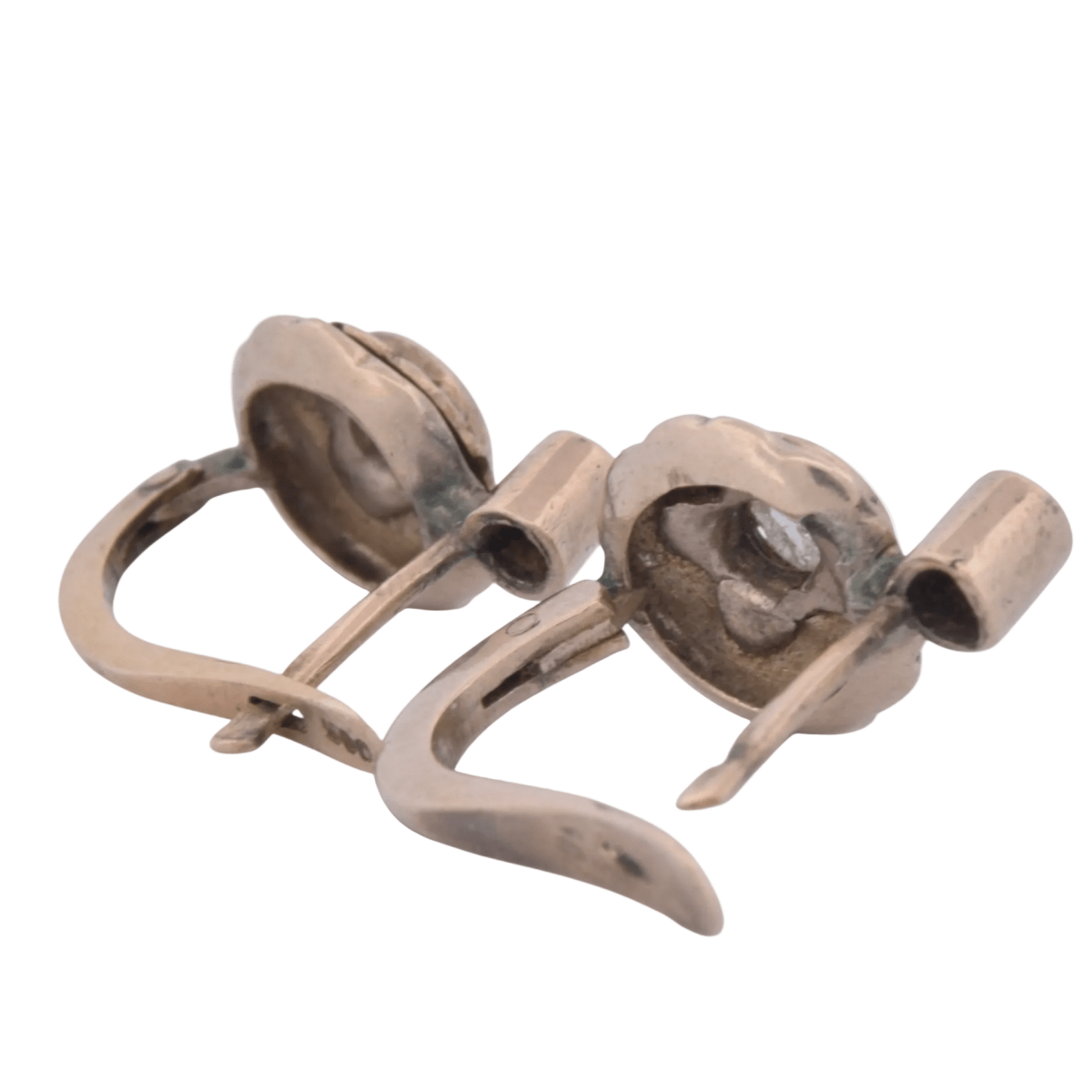 Boucles d'oreilles Dormeuses en or rose et diamants - Castafiore